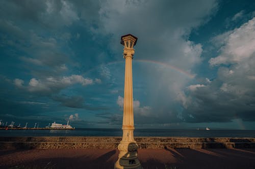 Photo of a Street Lamp Under a Cloudy Sky