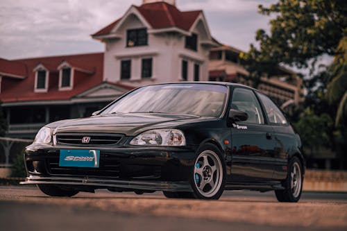 Free Black Honda Car With Silver Rims  Stock Photo