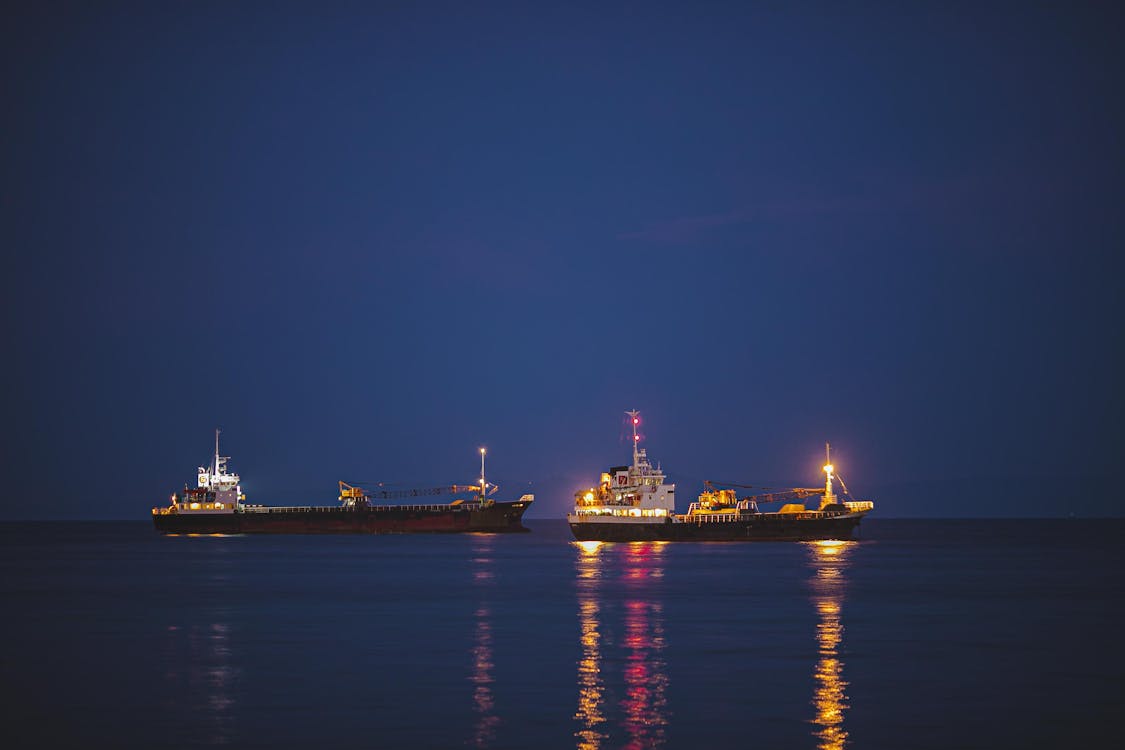 Cargo Ships Anchored on the Bay