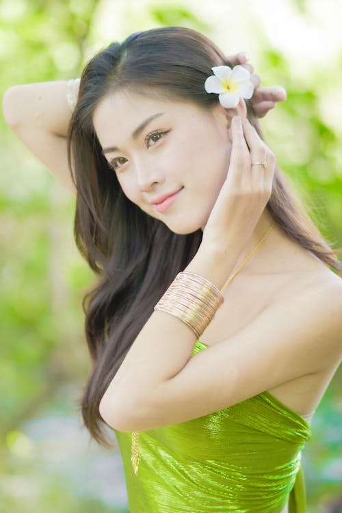 Pretty Woman Wearing Tube Top Posing