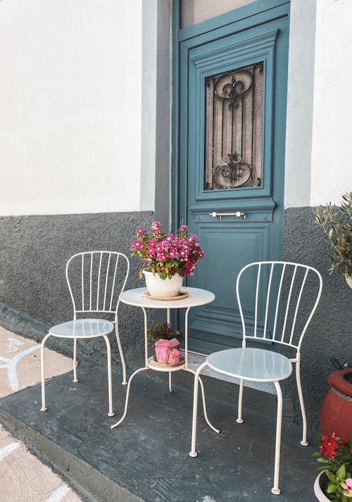 Chairs and Table Decorated with Potted Plants