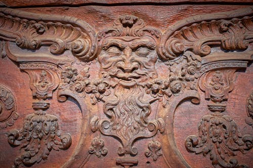 Brown Wooden Carved Wall