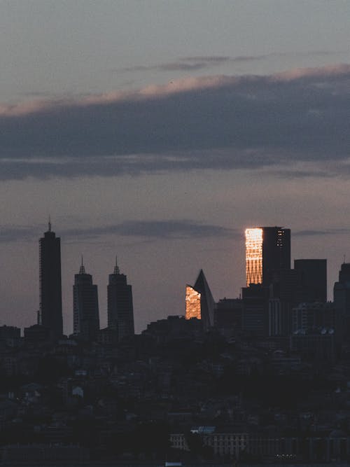 Silhouette of City Buildings during Sunset