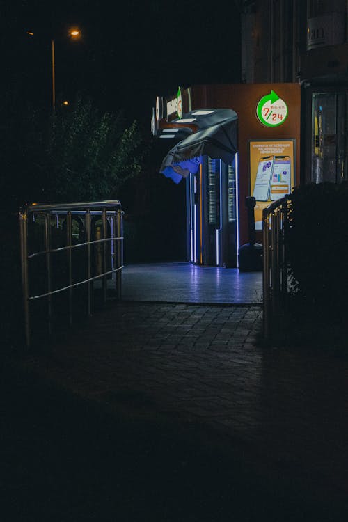 Entrance Illuminated at Night