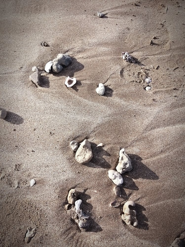 Pieces Of Stones And Rocks On Sand 