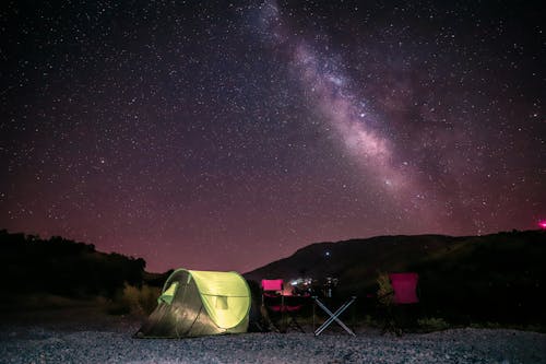 Free Tent Under Starry Night Sky Stock Photo