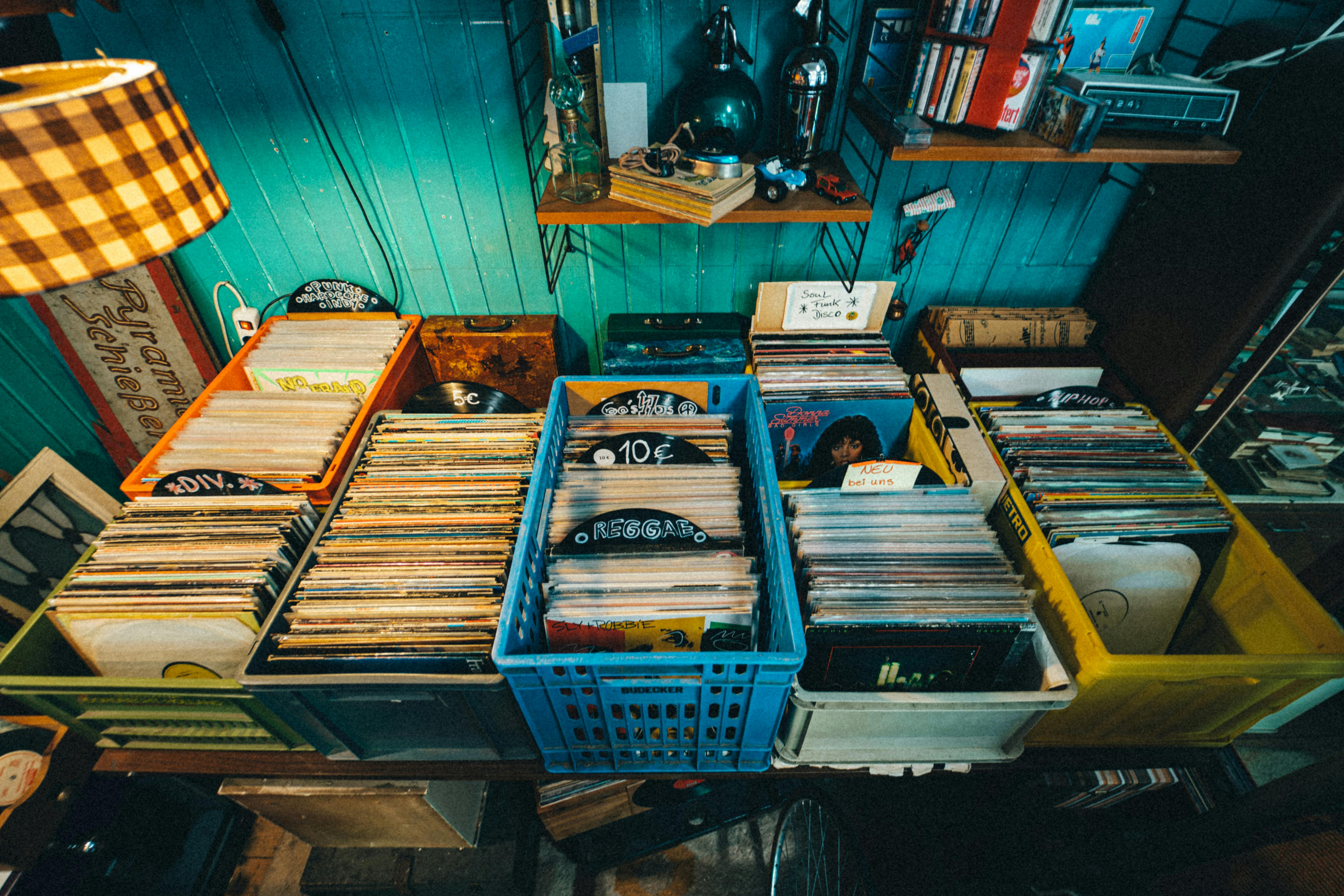 Plastic Crates with Classic Phonograph Records · Free Stock Photo