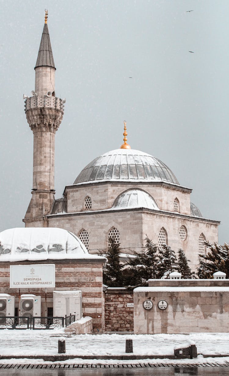 Mosque In Winter In Istanbul