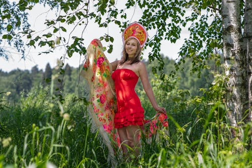 A Woman in Red Tub Dress
