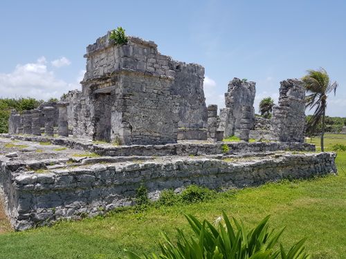 Free Explore the historic Mayan ruins of Tulum, Mexico, under a clear blue sky. Stock Photo