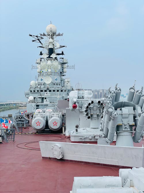 White Battleship Under the Blue Sky