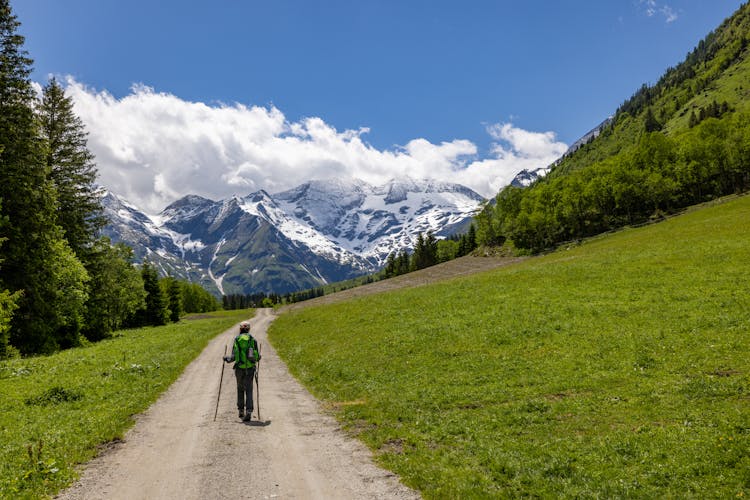 Woman Hiking In Mountains