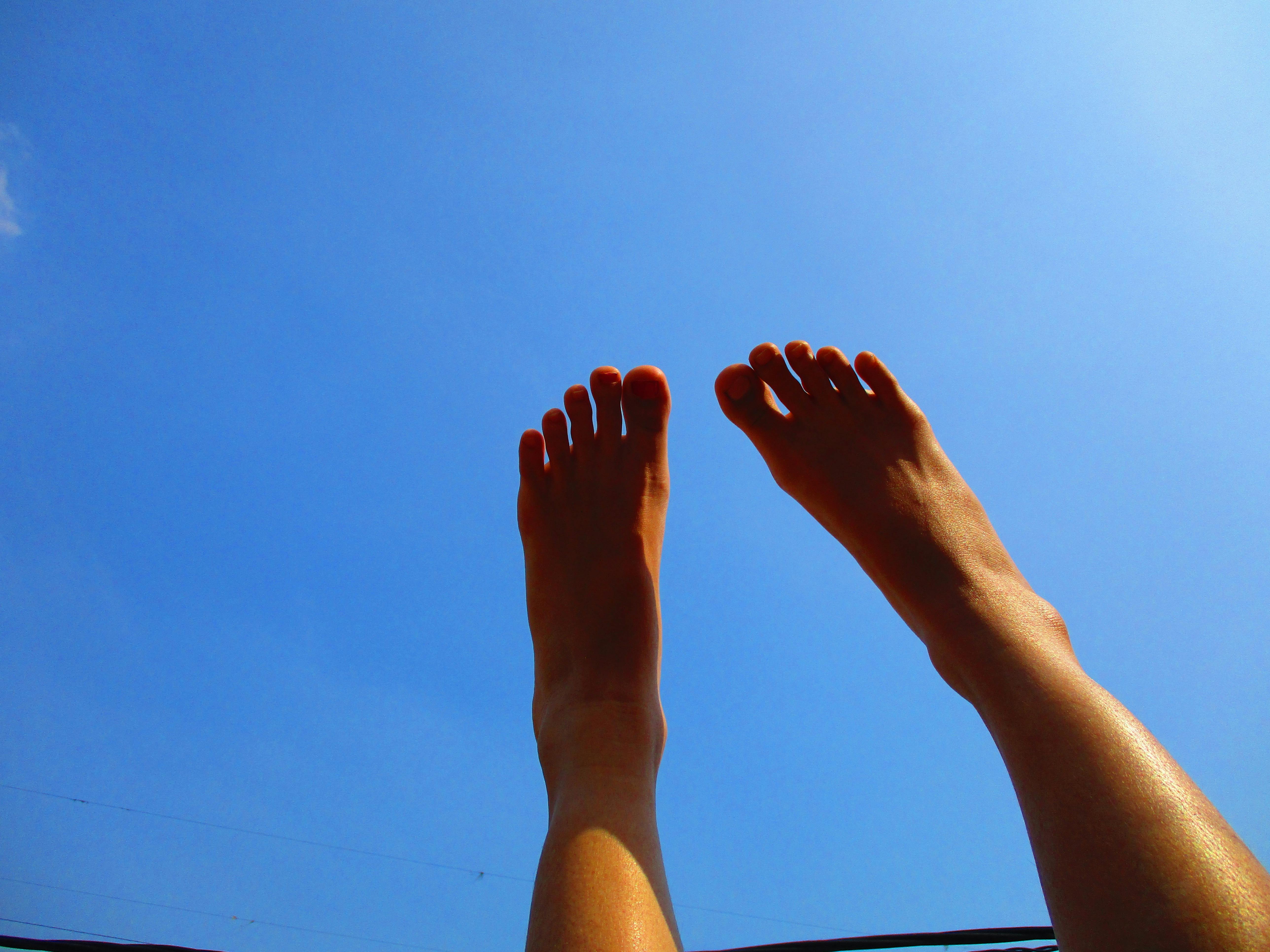 Free stock photo of blue sky, feet, relax