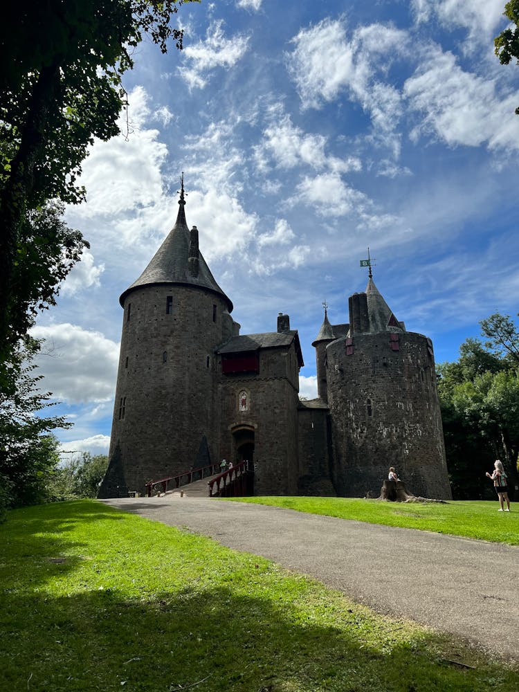 Castell Coch In Wales Under Blue Sky