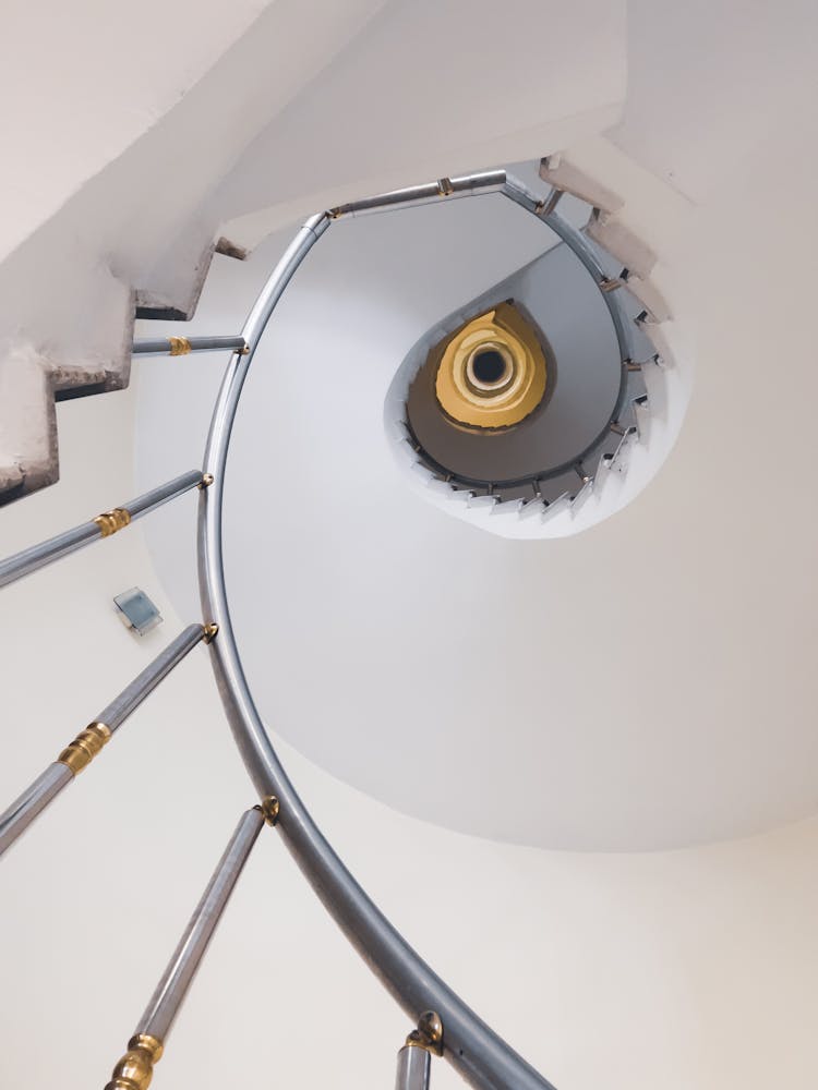 Spiral Staircase With Stainless Steel Railings