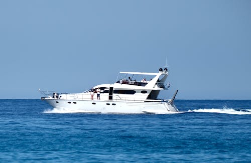 White Yacht on Blue Ocean