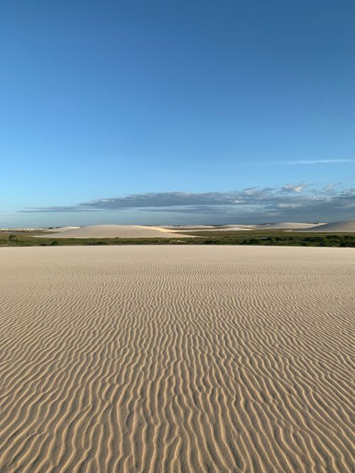 Free Peaceful desert scene with sand dunes under a clear blue sky. Stock Photo