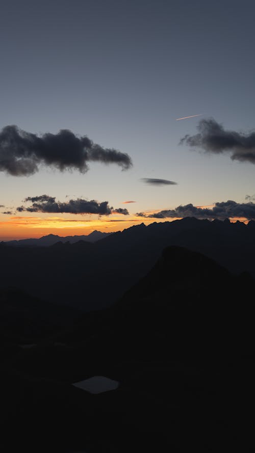 Silhouette of Mountains at Sunset