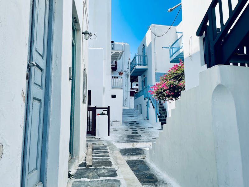 Blue and white domes in the Greek Islands