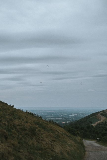 Peaceful landscape of Great Malvern with green hills and open sky in England