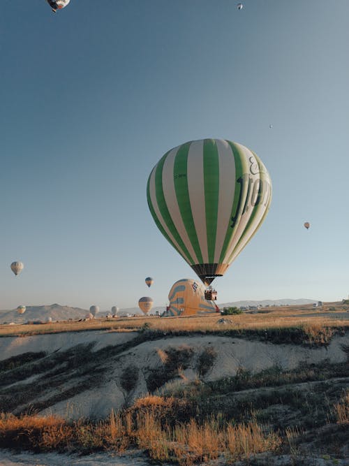 Clear Blue Sky over Hot Air Balloons 