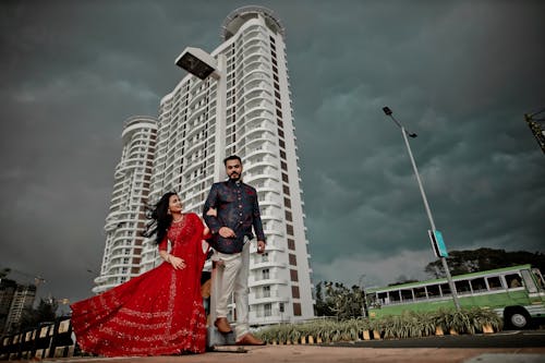 Bride and Groom in Traditional Wedding Attires