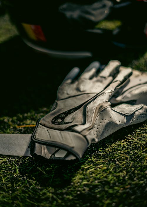 Gray Gloves on Grass