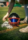 A Football Player Gear on the Grass