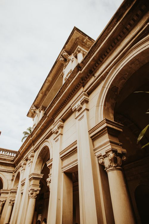 Free Elegant neoclassical arches of Parque Lage in Rio de Janeiro, captured from below. Stock Photo