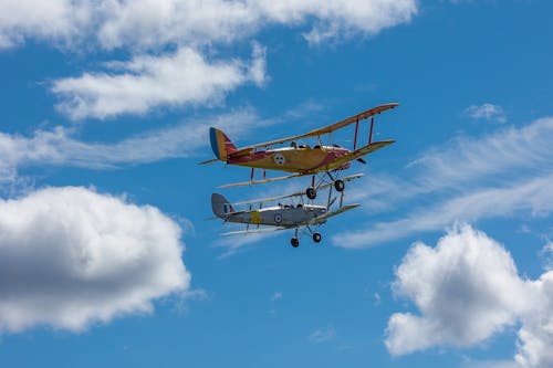 Free Biplanes Flying in the Sky Stock Photo