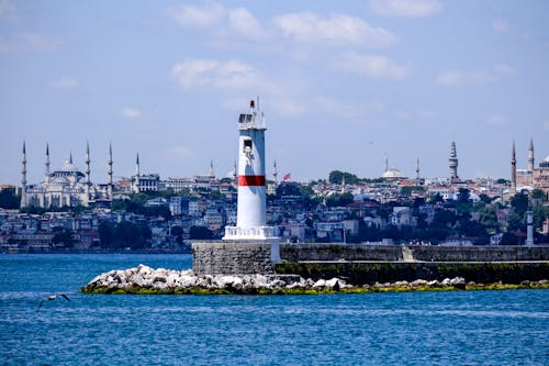 Lighthouse on Sea Coast in Istanbul