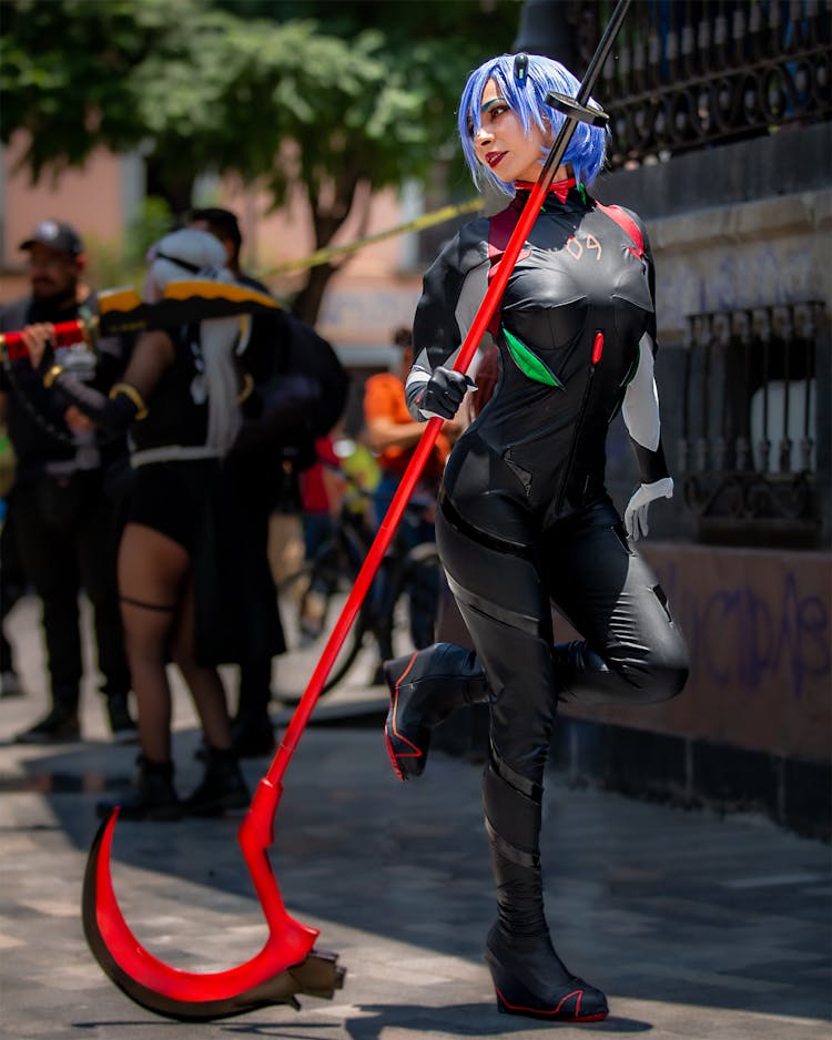 A Cosplayer Portraying Rei Ayanami