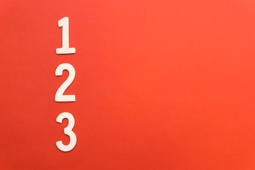 在充满活力的红色背景上，数字1到3的计算非常适合设计项目