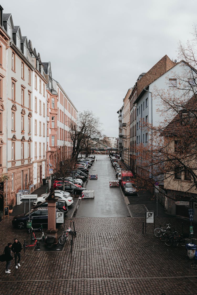 Narrow Street Ending With Cobblestone Square