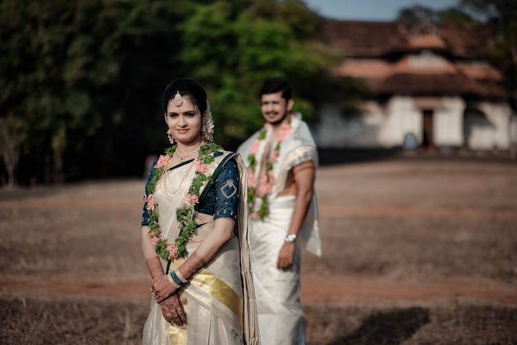 Photo Of An Indian Couple In A Traditional Clothing