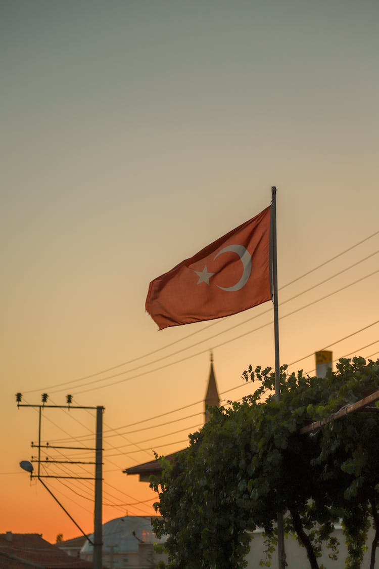 Flag Of Turkey On Pole