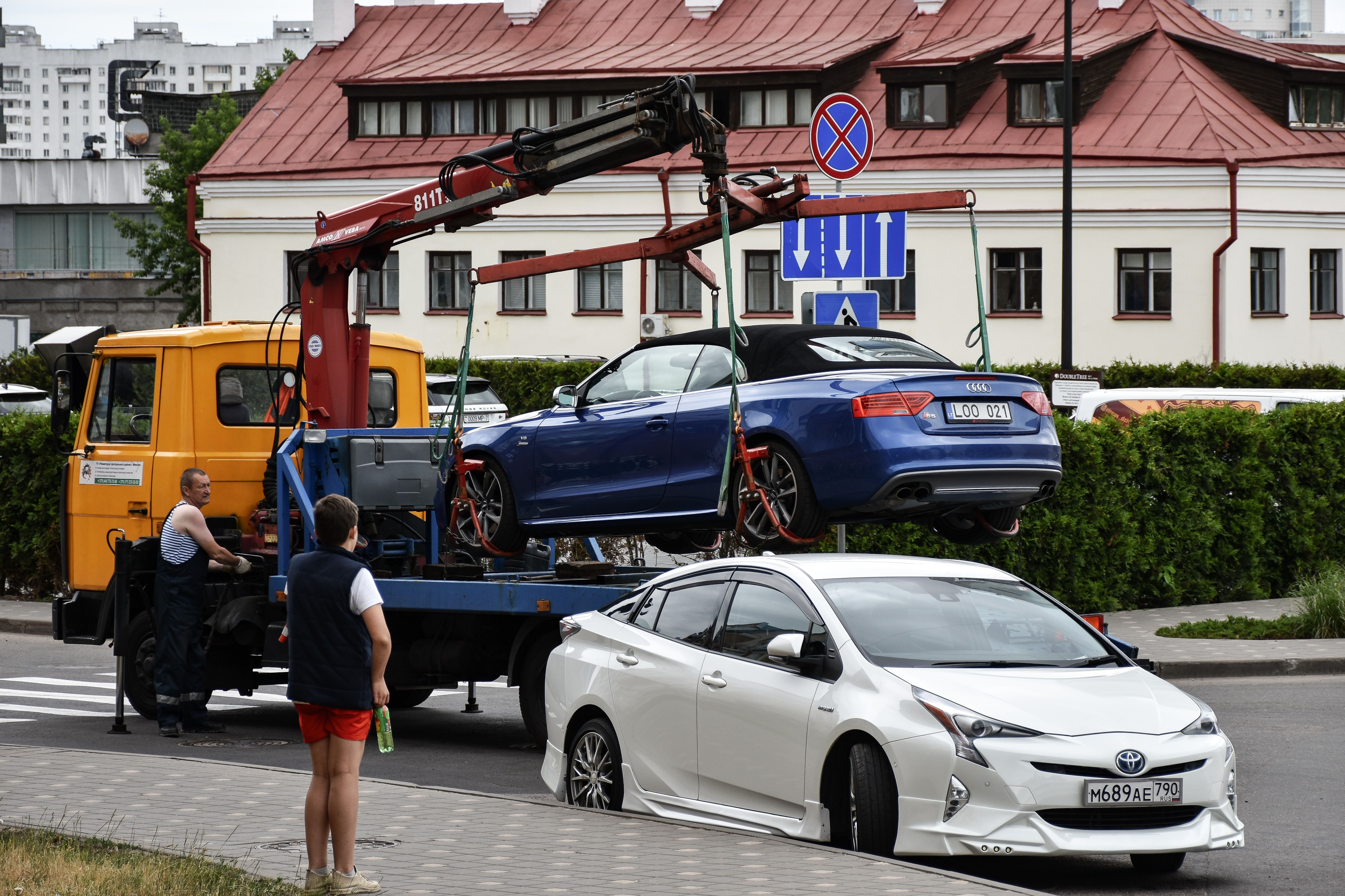 A car being towed away