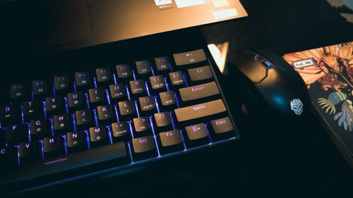 Free stock photo of computer background, dark, desk setup Stock Photo