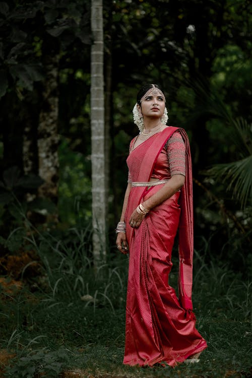 A Woman in Red Traditional Dress