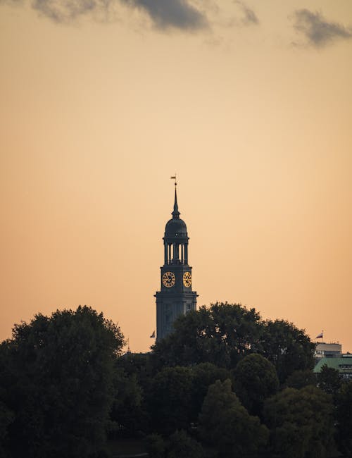 The Clock Tower of St Michael's Church in Hamburg Germany