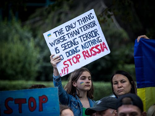 Women Protesting in Support of Ukraine