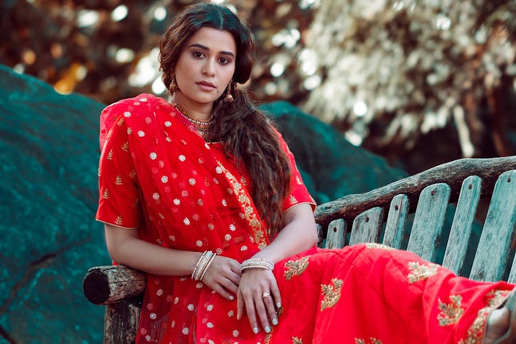 Woman In Red Saree