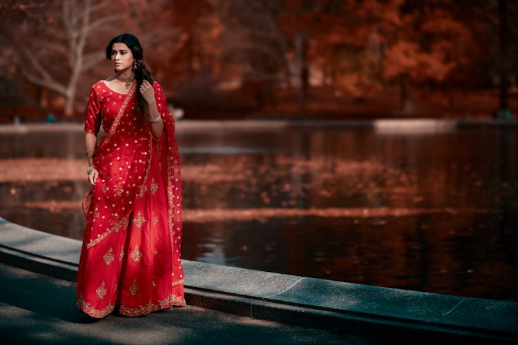 Woman In Red Saree