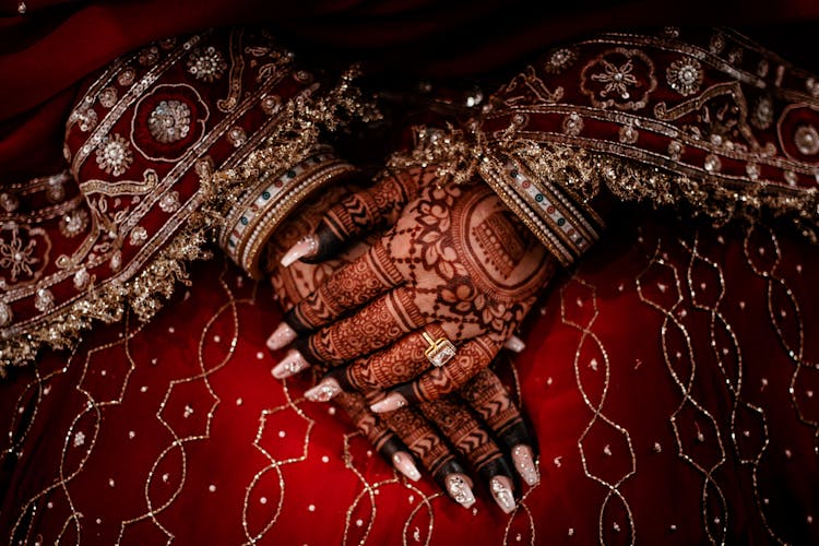 A Bride With Mehndi On Her Hands