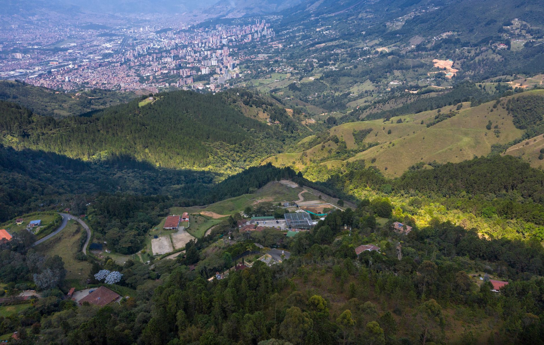 medellin colombia cable car metro comunas hillside neighbourhood colourful