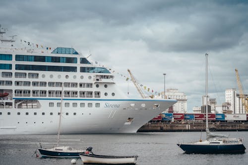 White Cruise Ship on Dock