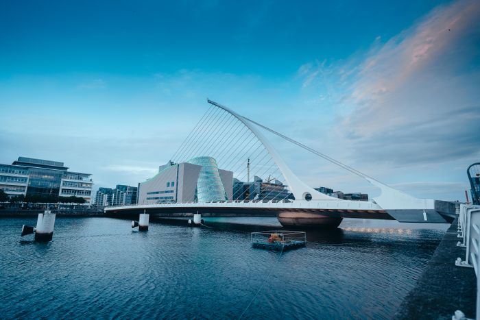 The Samuel Beckett Bridge over the River Liffey, Dublin.