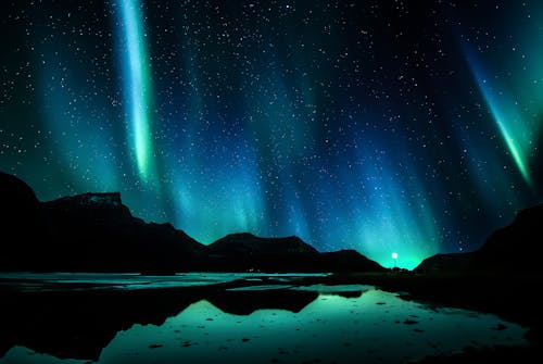 Free Beautiful Aurora Borealis in the Night Sky Stock Photo