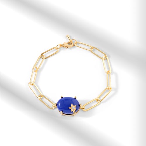 Gold Bracelet with Blue Gem