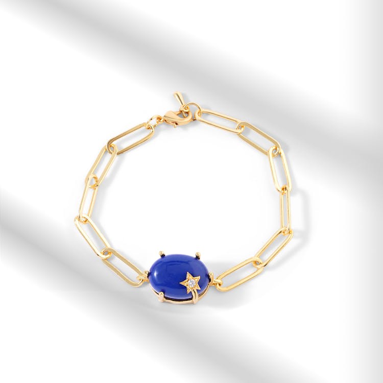 Gold Bracelet With Blue Gem